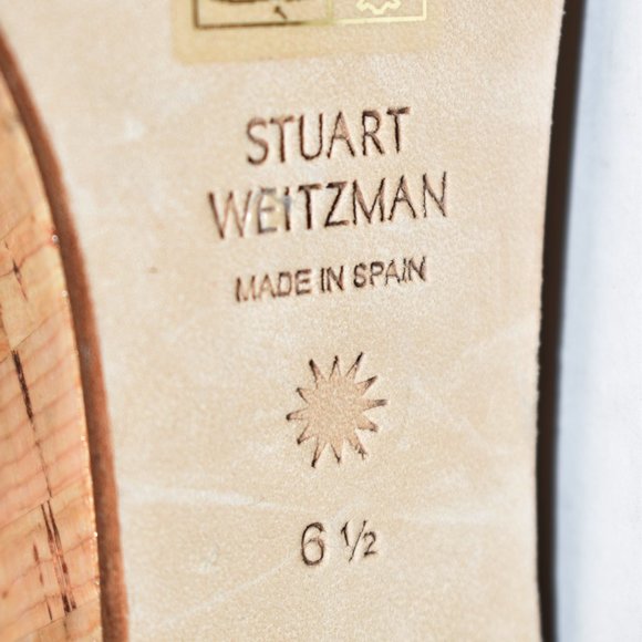 $450 Stuart Weitzman Aleena Wedge Slide Patent Cork mules NATURAL NUDE 6.5 (DB1) - Picture 6 of 7